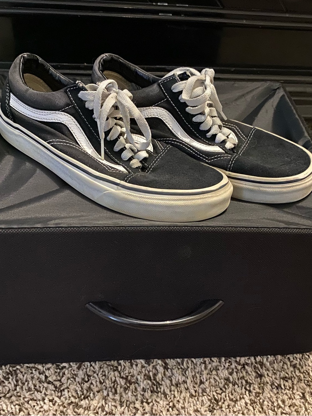 Vans Black and White Low-Top Skate Sneakers
